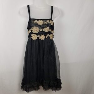 Anthropologie Zehavale Black Silk Babydoll Dress
